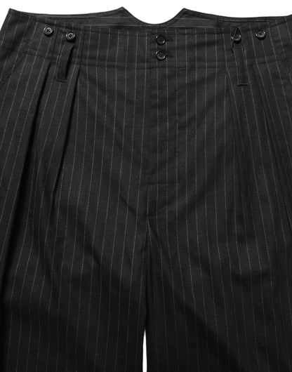 Dolce & Gabbana Black Pinstripe Wool Men Dress Trouser Pants