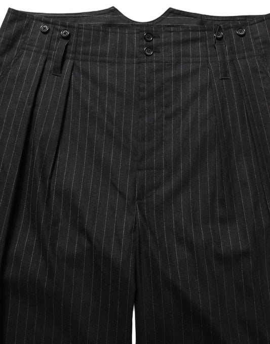 Dolce & Gabbana Black Pinstripe Wool Men Dress Trouser Pants