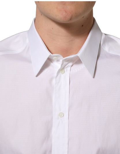 Dolce & Gabbana White Cotton Long Sleeves Men Dress Shirt