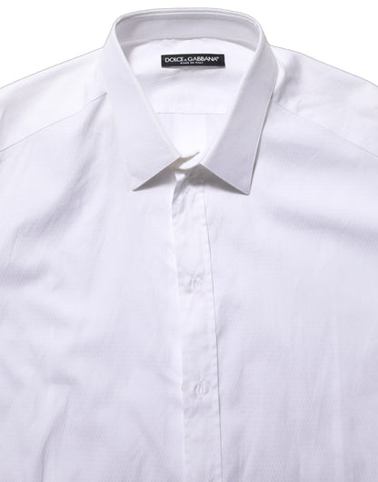 Dolce & Gabbana White Cotton Long Sleeves Men Dress Shirt