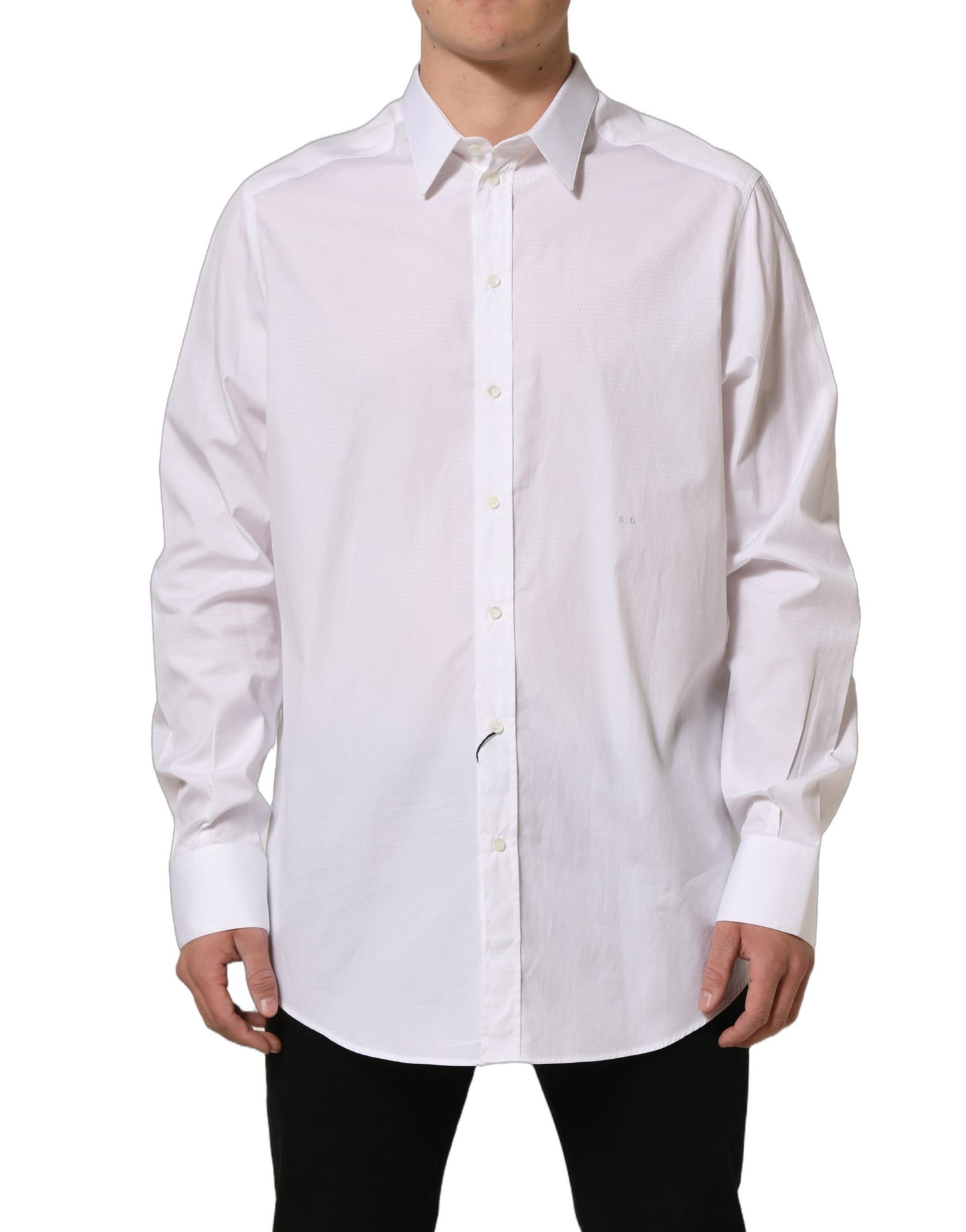 Dolce & Gabbana White Cotton Long Sleeves Men Dress Shirt