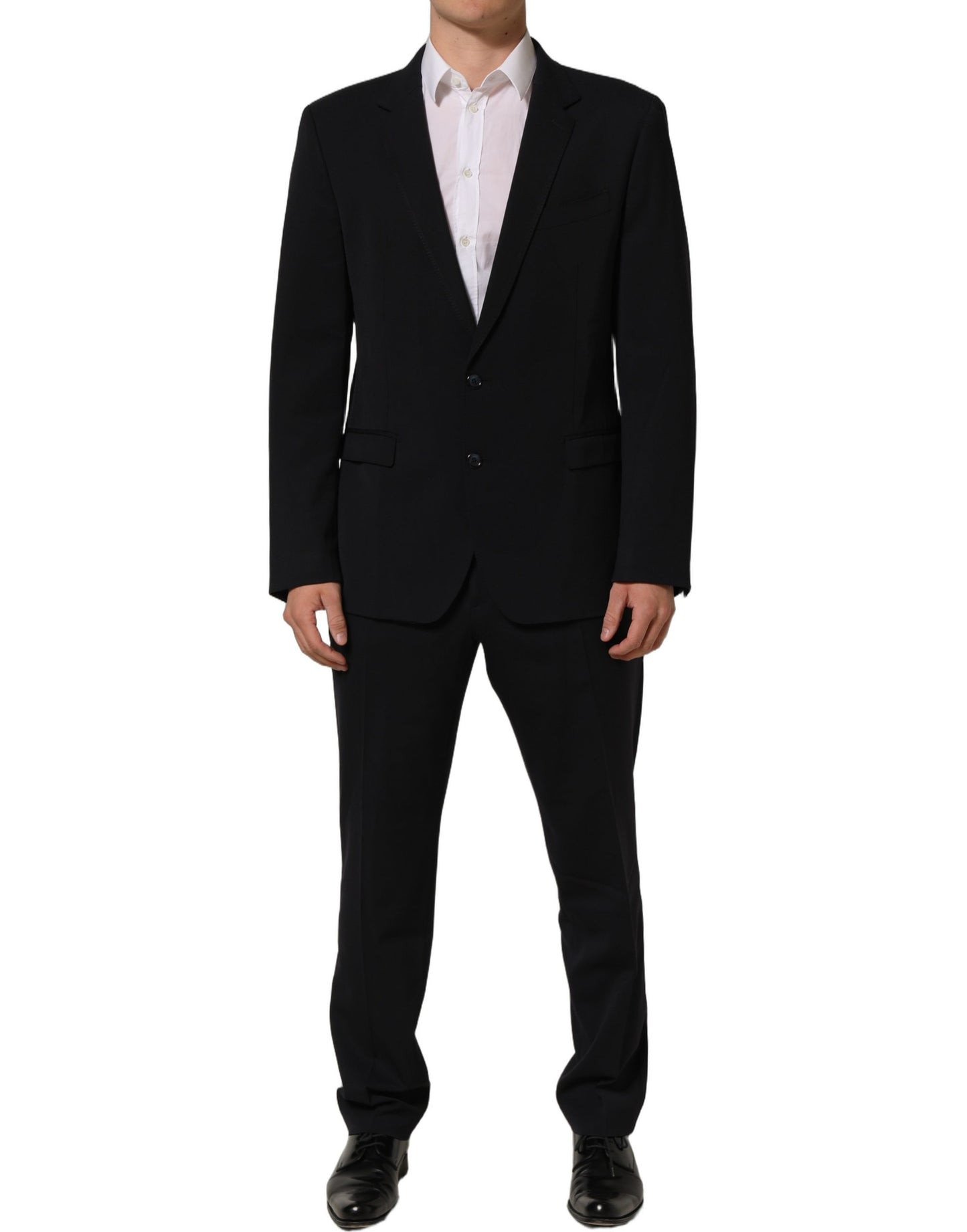 Dolce & Gabbana Black Wool Slim Fit Formal Men 2 Piece Suit