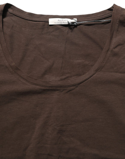 Alpha Massimo Rebecchi Brown Long Sleeves Round Neck Top