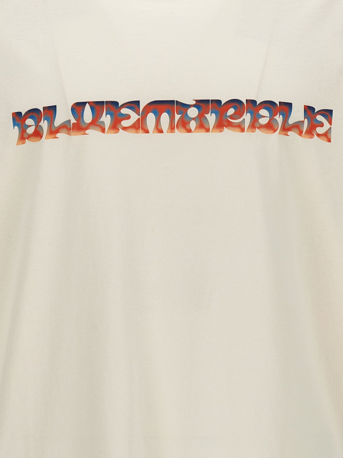 Bluemarble Waves Men's Long-Sleeve Crew Neck Cotton T-Shirt - White Print