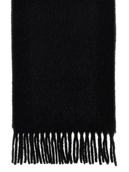 Scarf by Isabel Marant for women in polyamide leather & alpaca wool black showcases a warm silhouette from the Polyamide Leather & Alpaca Wool Scarf collection, offering a warm drape that exudes sophisticated luxury.