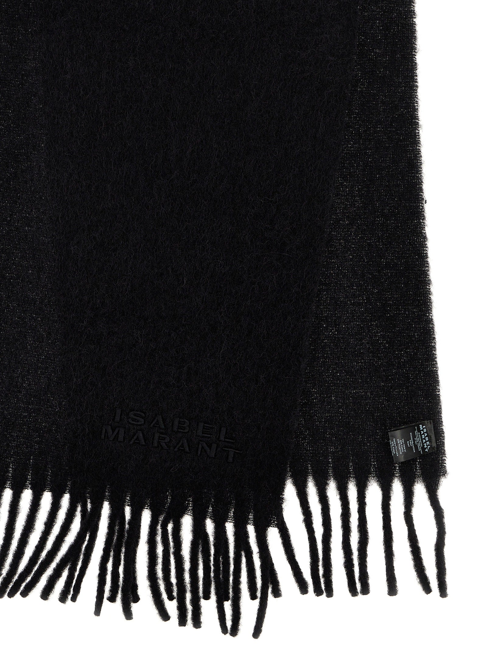 Scarf by Isabel Marant for women in polyamide leather & alpaca wool black features a snug silhouette, perfectly showcasing the elegant drape and premium finish of the Polyamide Leather & Alpaca Wool Scarf.