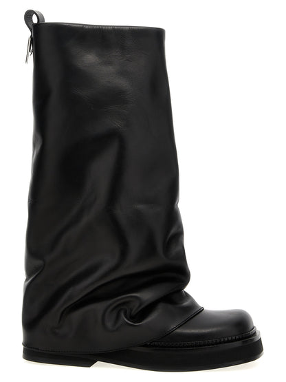 The Attico Women's Calfskin Leather Combat Over-The-Knee Boots - Black