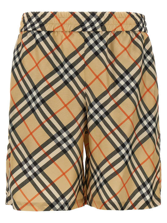 Bermuda Shorts by Burberry for men in silk satin beige & print features an nuanced silhouette, showcasing a nuanced with a short cut and for a sophisticated, premium finish.