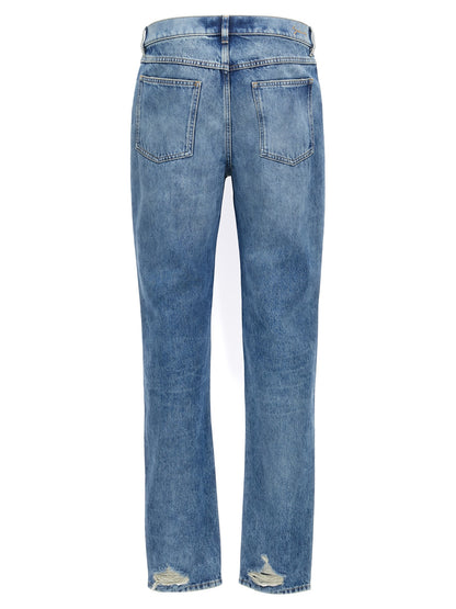 Jeans by Givenchy for men in denim cotton blue features a refined silhouette with a refined straight-leg, defined by a and a refined long for a refined finish.