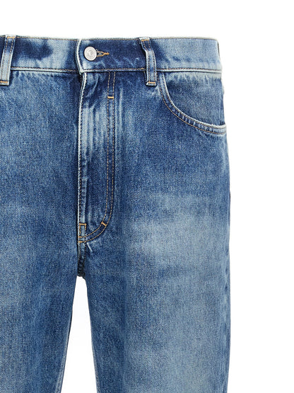 Jeans by Givenchy for men in denim cotton blue features an refined tailoring silhouette, showcasing a premium straight-leg with a and long cut for a refined tailoring look.