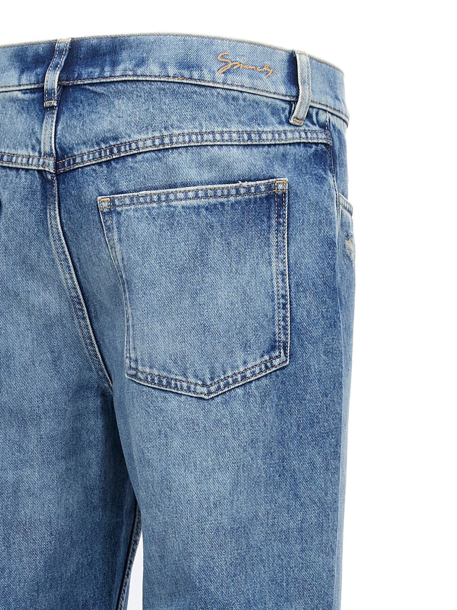Jeans by Givenchy for men in denim cotton blue features an sartorial straight-leg and long with a cut for a sartorial finish.
