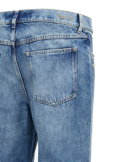 Jeans by Givenchy for men in denim cotton blue features an sartorial straight-leg and long with a cut for a sartorial finish.