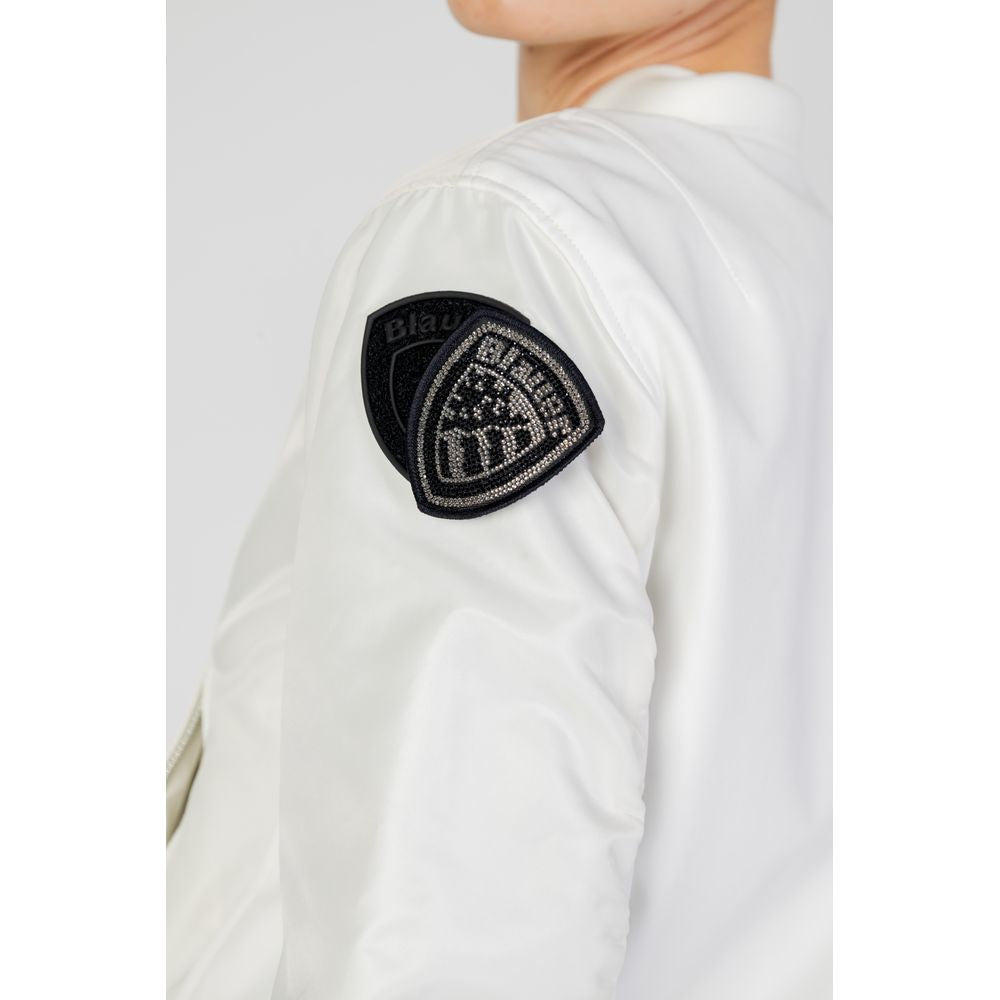 Bomber Jacket by Blauer for women in polyamide white features an on trend silhouette, showcasing refined lightweight & pockets and a sophisticated for a truly on trend finish.