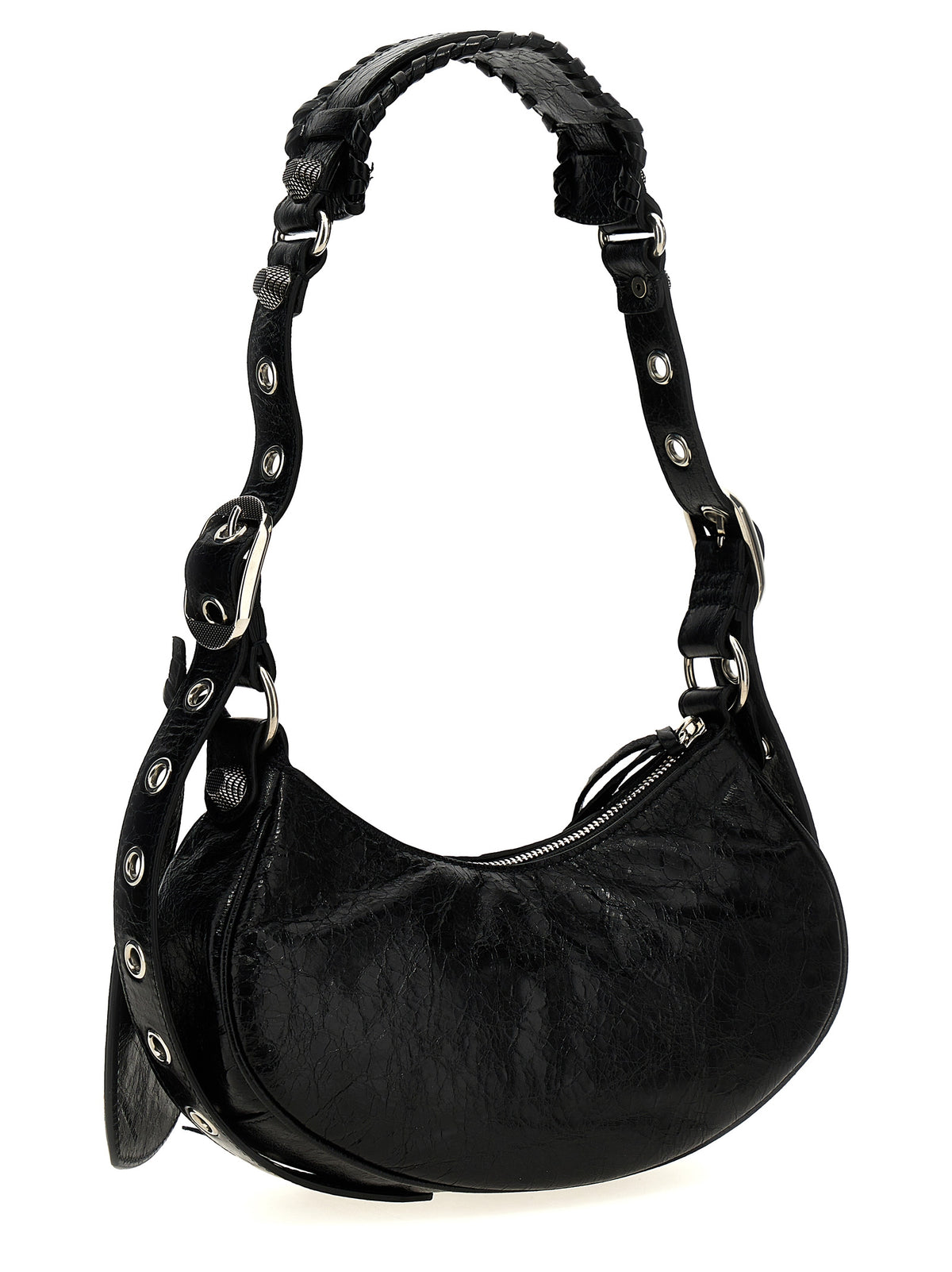Balenciaga Heart Le Cagole Poly Cotton Canvas & Lambskin Leather Crossbody Handbag - Black Silver Signature
