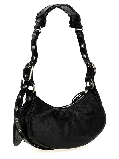 Balenciaga Heart Le Cagole Poly Cotton Canvas & Lambskin Leather Crossbody Handbag - Black Silver Signature