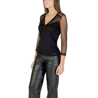 Shirt by Morgan De Toi for women in stretch polyester & viscose black & transparent, featuring a nuanced and nuanced for a sophisticated finish.