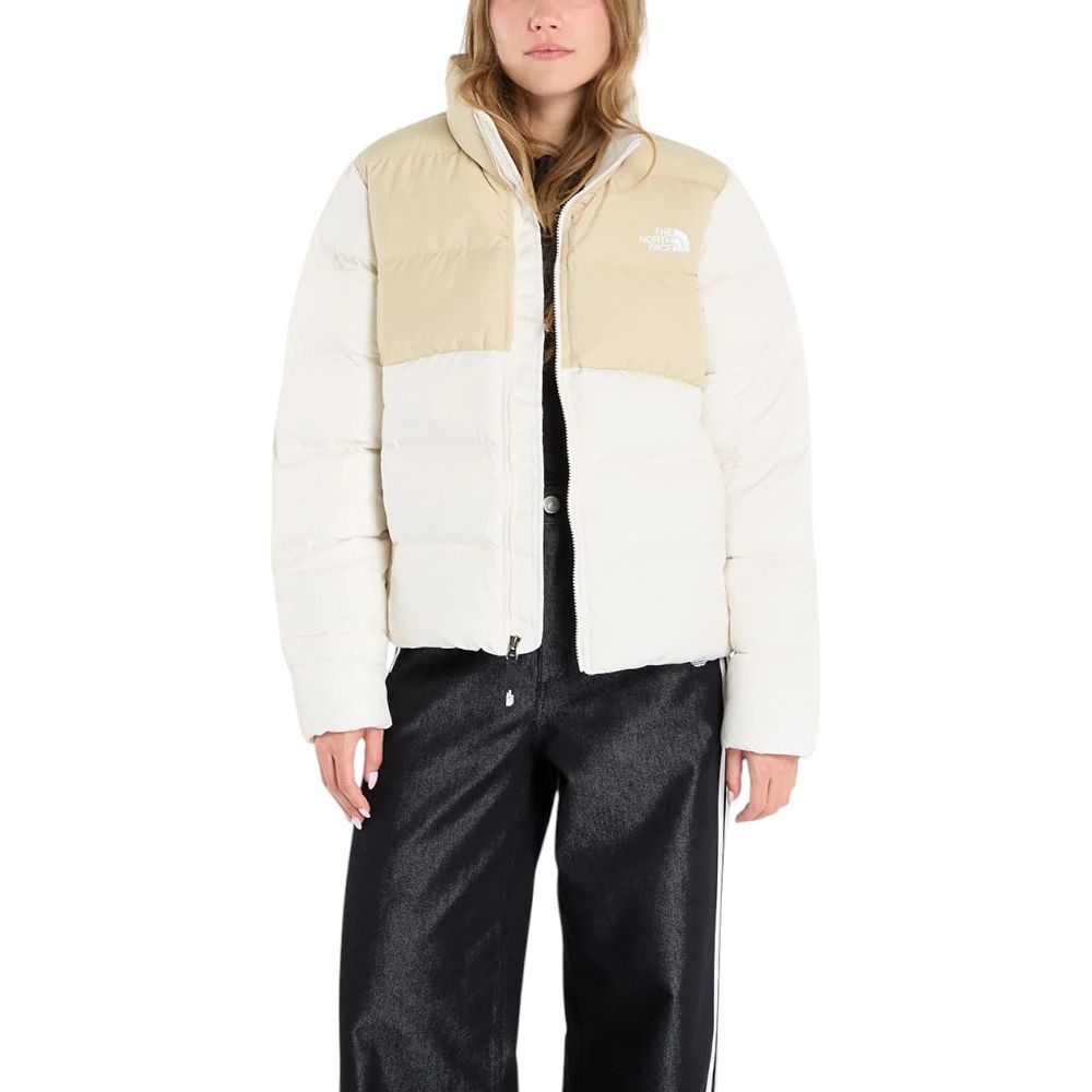 Overcoat by The North Face for women in polyester cream presents a luxurious silhouette, showcasing a luxurious high-collar neckline and sophisticated lightweight & insulated for a premium, luxurious look.