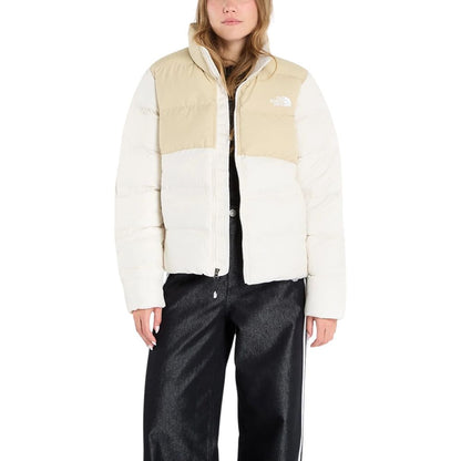 Overcoat by The North Face for women in polyester cream presents a luxurious silhouette, showcasing a luxurious high-collar neckline and sophisticated lightweight & insulated for a premium, luxurious look.