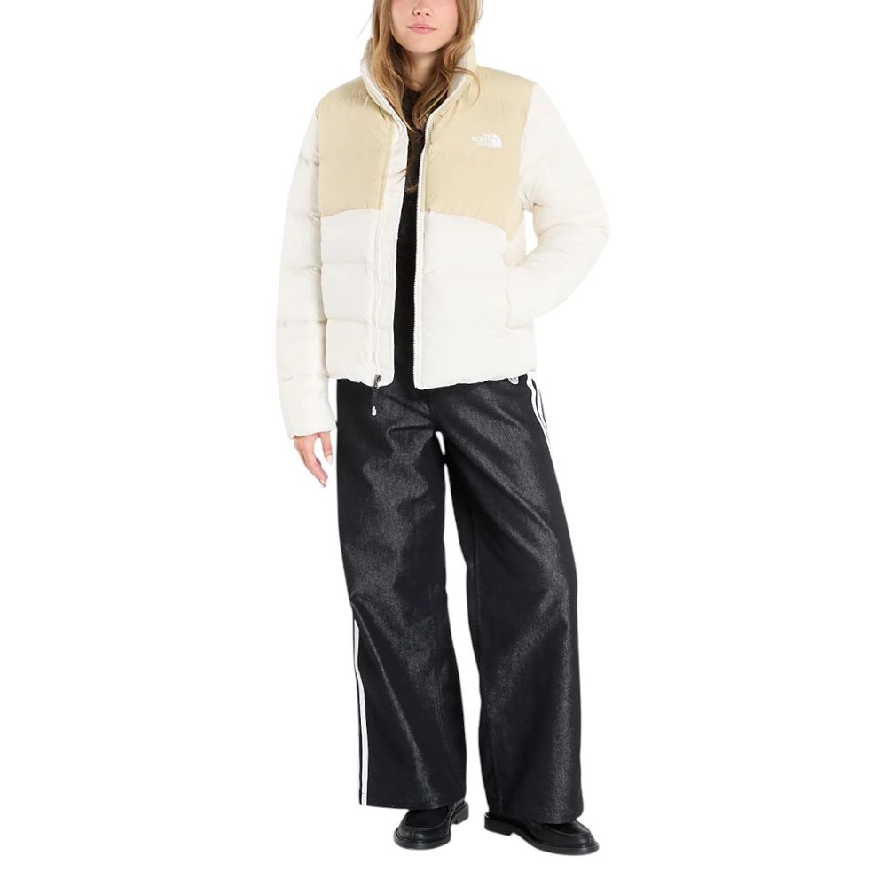 Overcoat by The North Face for women in polyester cream showcases a architectural silhouette, artfully detailed with a distinctive high-collar neckline and functional lightweight & insulated for a architectural finish.