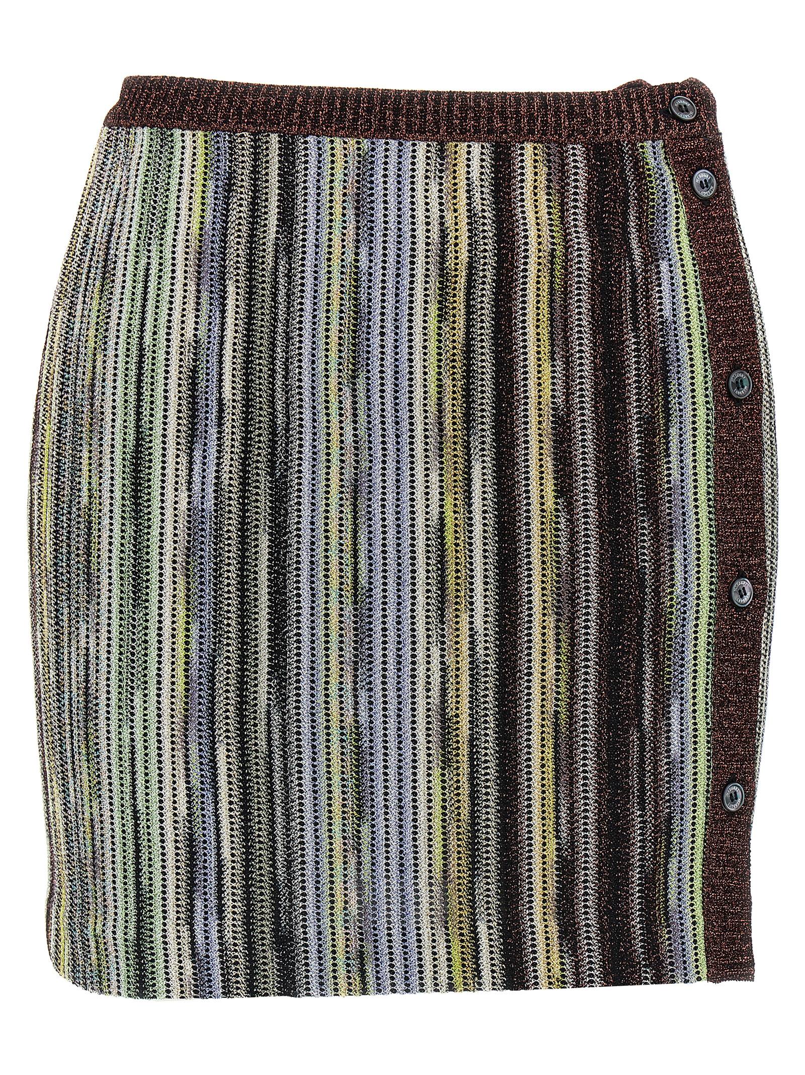 Skirt by Missoni for women in viscose multicolor features a contoured silhouette from the Women's Viscose Skirt collection, characterized by its contoured mini long for a contoured finish.
