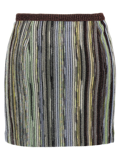 Skirt by Missoni for women in viscose multicolor features an tailored silhouette, artfully capturing the essence of Women's Viscose Skirt in a sophisticated mini long.