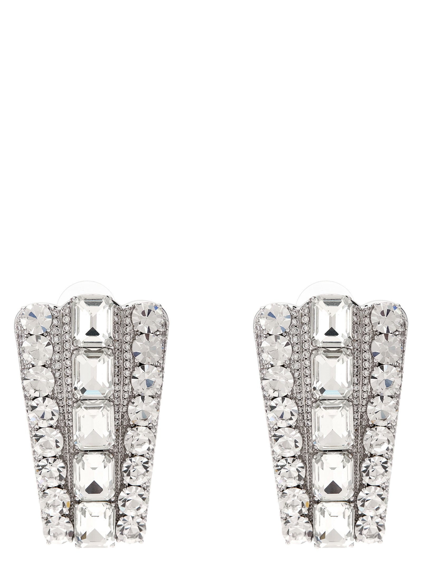 Earrings by Self-Portrait for women in wool cotton silver showcases a captivating silhouette, featuring an captivating from the Women's Silver Brass Crystal & Cotton Earrings collection for a captivating finish.