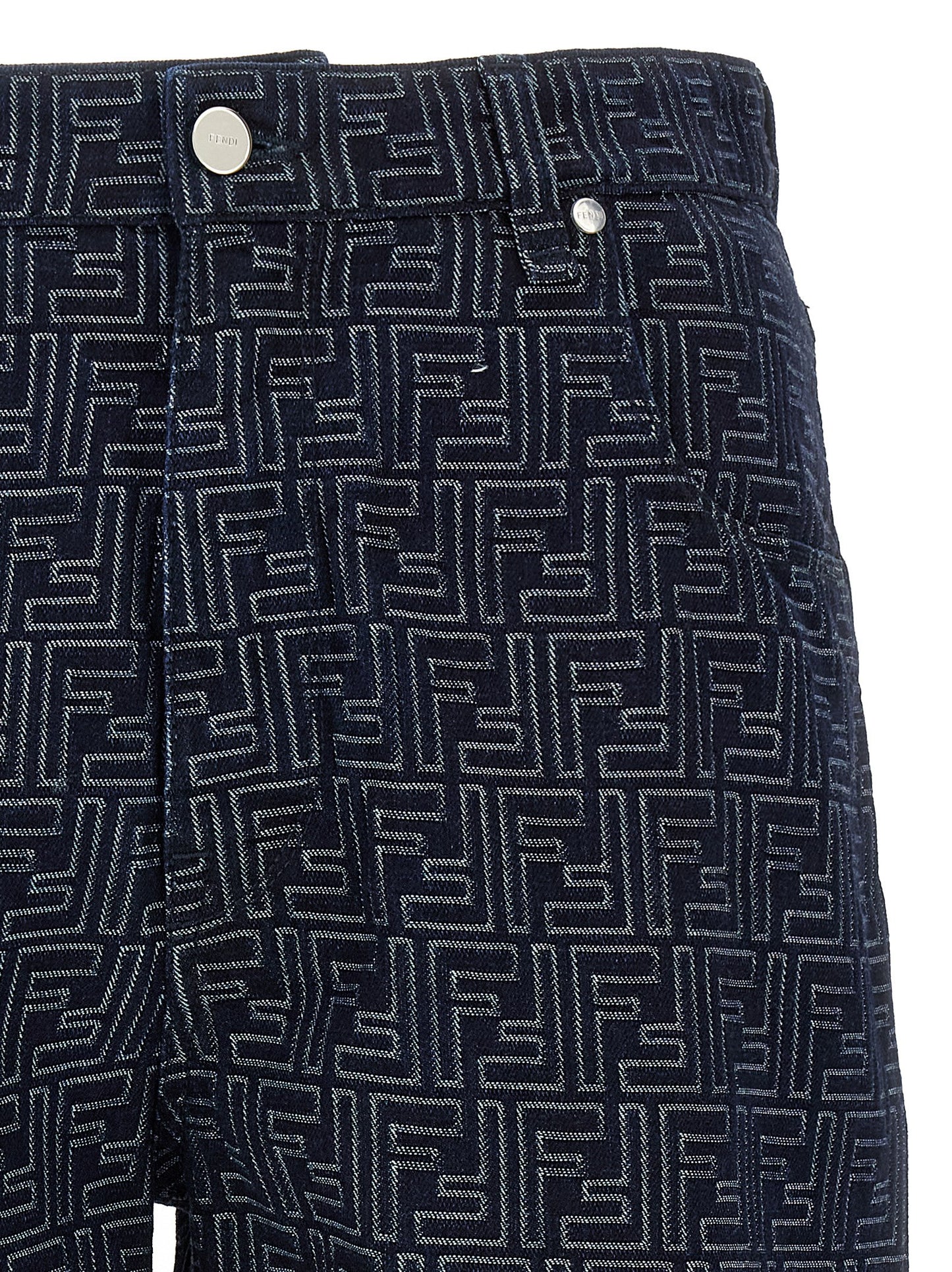 Bermuda Shorts by Fendi for men in cotton blue & jacquard features a eye catching and short with a eye catching high rise.