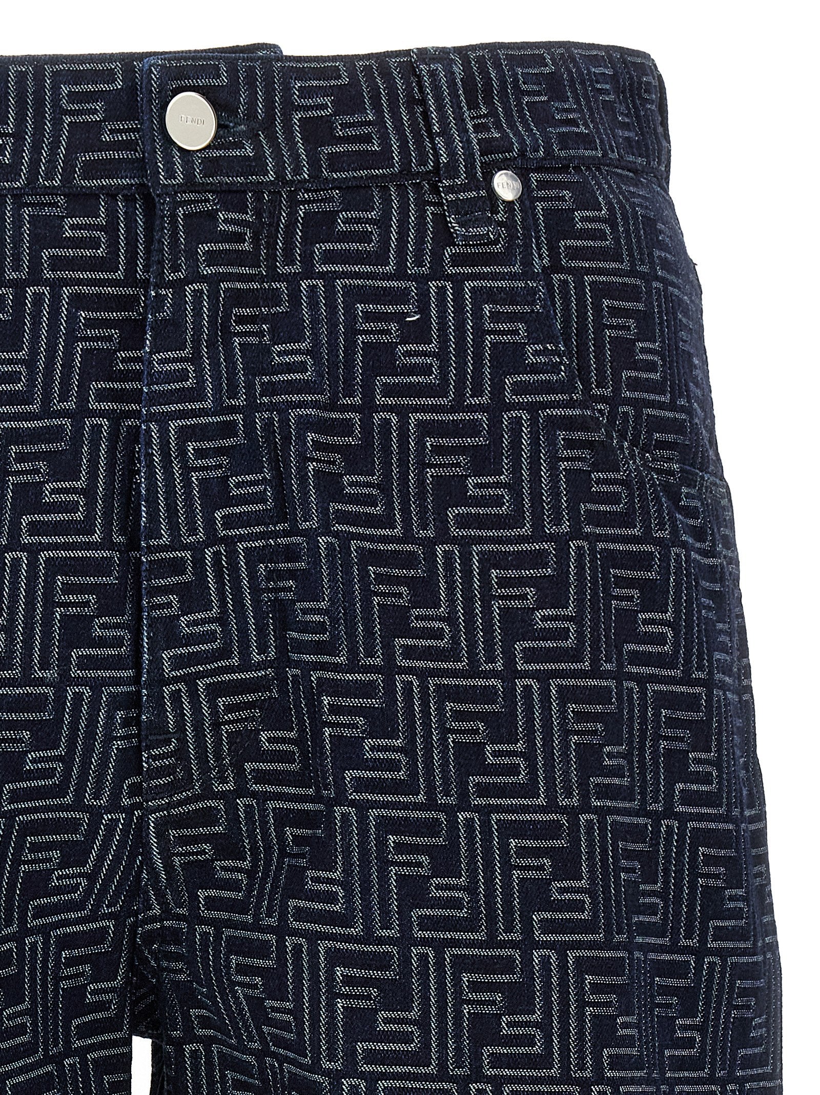 Bermuda Shorts by Fendi for men in cotton blue & jacquard features a eye catching and short with a eye catching high rise.