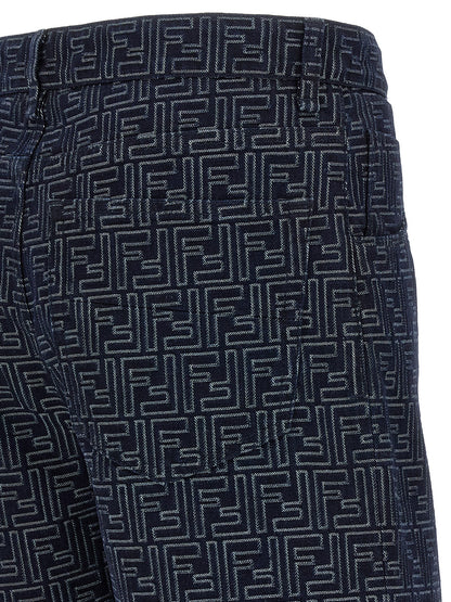 Bermuda Shorts by Fendi for men in cotton blue & jacquard features a eye catching and short with a eye catching high rise.