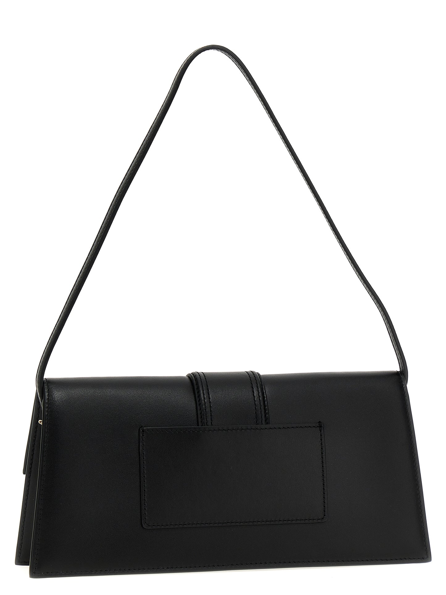 Shoulder Flap Bag by Jacquemus for women in bos taurus calf suede leather black presents a statuesque silhouette, showcasing a secure flap & magnetic and statuesque with versatile shoulder-strap for a sophisticated look.