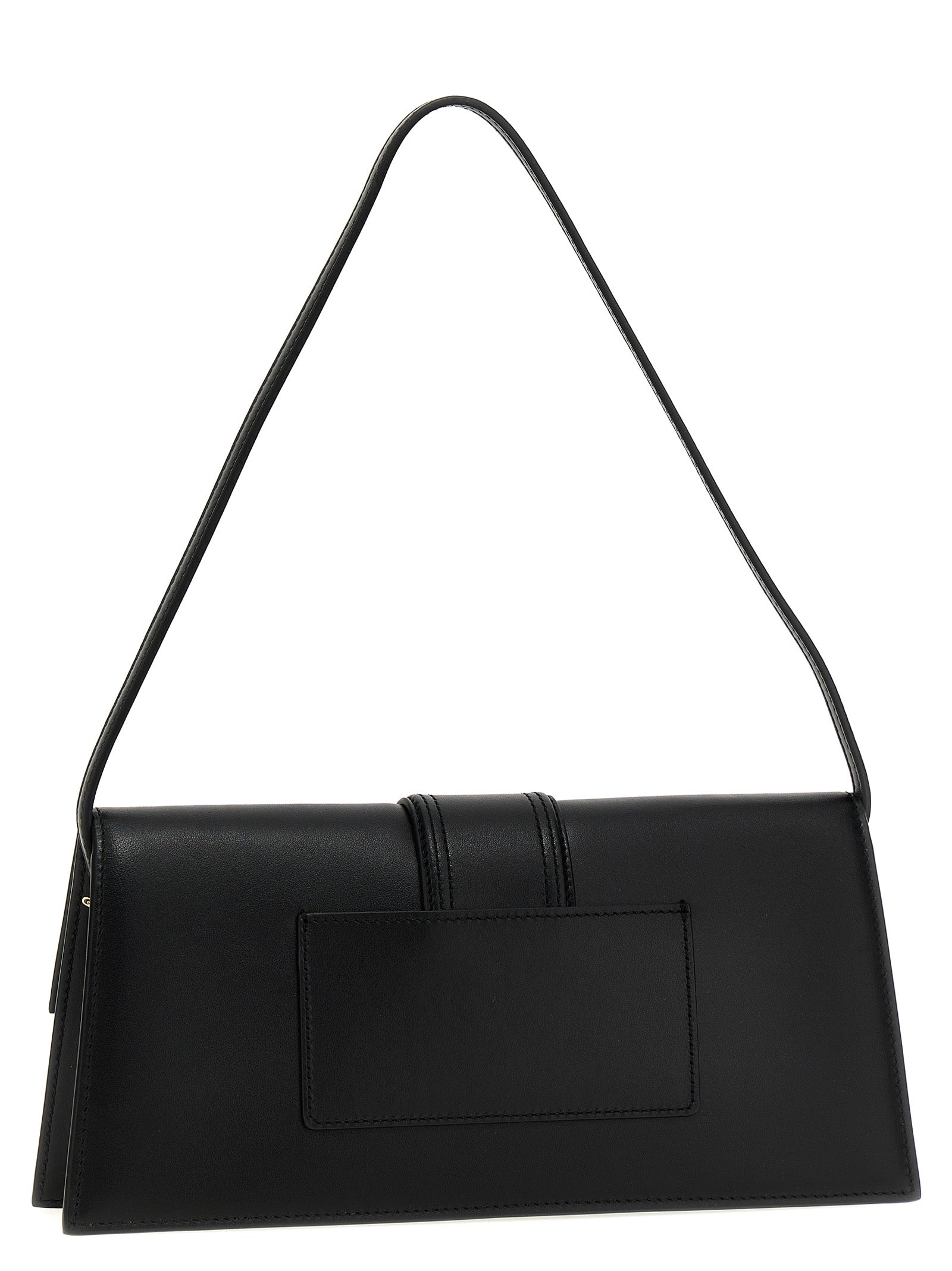 Shoulder Flap Bag by Jacquemus for women in bos taurus calf suede leather black presents a statuesque silhouette, showcasing a secure flap & magnetic and statuesque with versatile shoulder-strap for a sophisticated look.