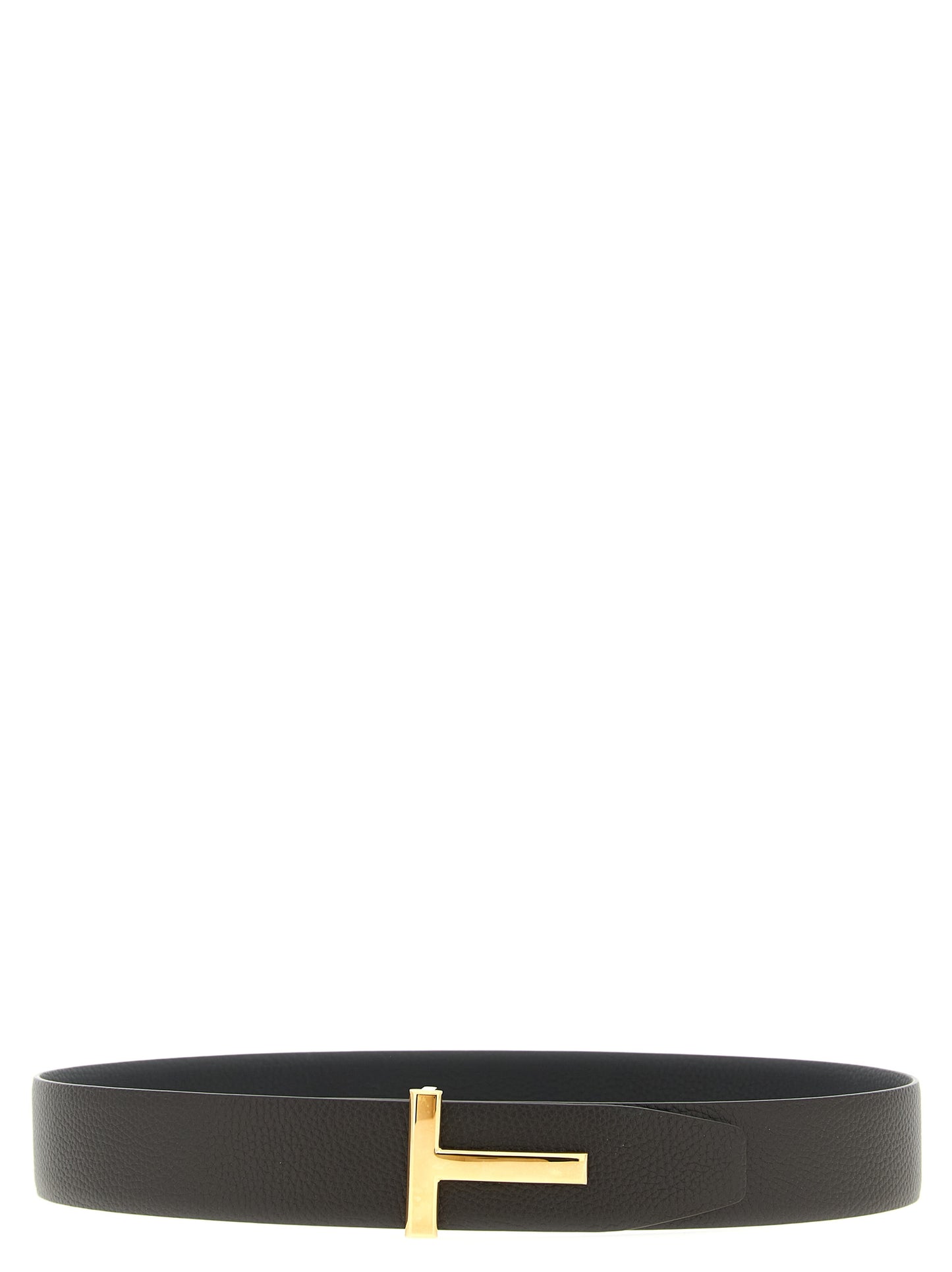 Belt by Tom Ford for men in calfskin & brass black, brown, gold, multicolor & signature features a versatile silhouette, artfully showcasing the versatile design of the Icon Calfskin & Brass Belt for a sophisticated, premium finish.