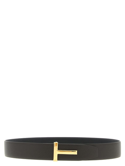 Belt by Tom Ford for men in calfskin & brass black, brown, gold, multicolor & signature features a versatile silhouette, artfully showcasing the versatile design of the Icon Calfskin & Brass Belt for a sophisticated, premium finish.