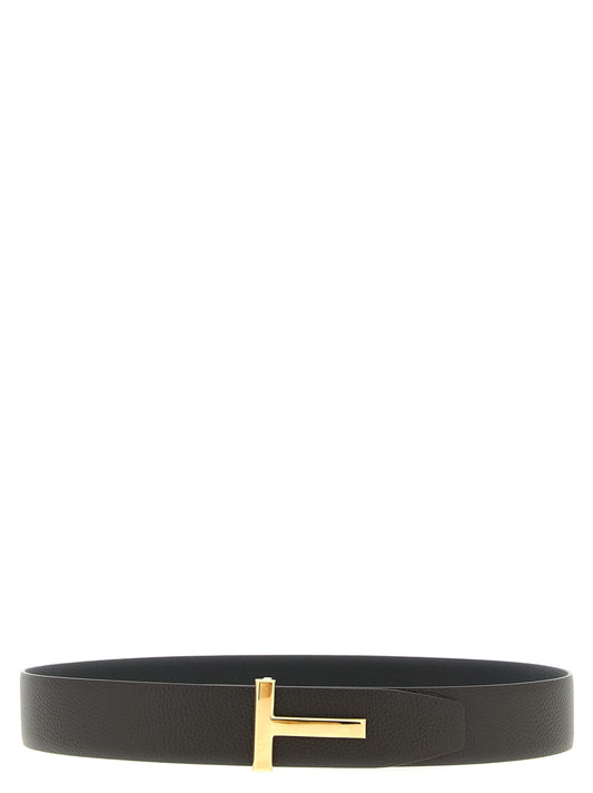 Belt by Tom Ford for men in calfskin & brass black, brown, gold, multicolor & signature features a versatile silhouette, artfully showcasing the versatile design of the Icon Calfskin & Brass Belt for a sophisticated, premium finish.
