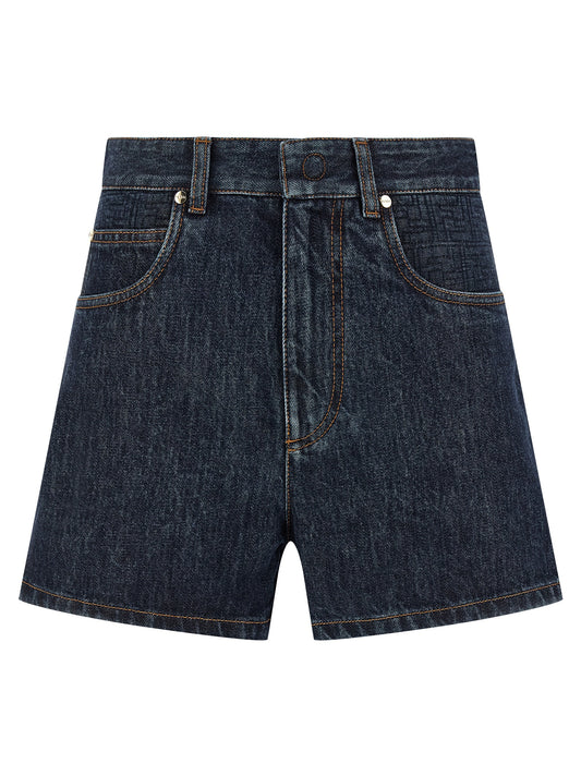 Fendi Women's Stretch Denim Cotton Shorts - Blue