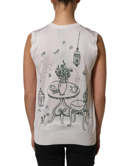 Dolce & Gabbana Women's Silk Tank Top - Black White Print