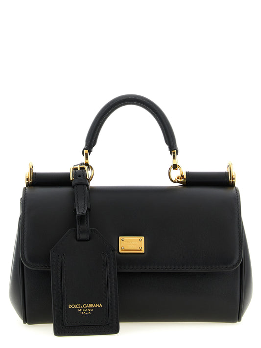 Mini Handbag by Dolce & Gabbana for women in pvc & bos taurus suede calf leather black presents a ornamental silhouette, showcasing a secure , ample , and versatile shoulder-strap & adjustable-strap for a ornamental finish.