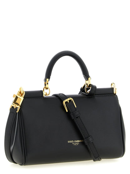 Dolce & Gabbana My Sicily PVC & Bos Taurus Suede Calf Leather Mini Handbag - Black