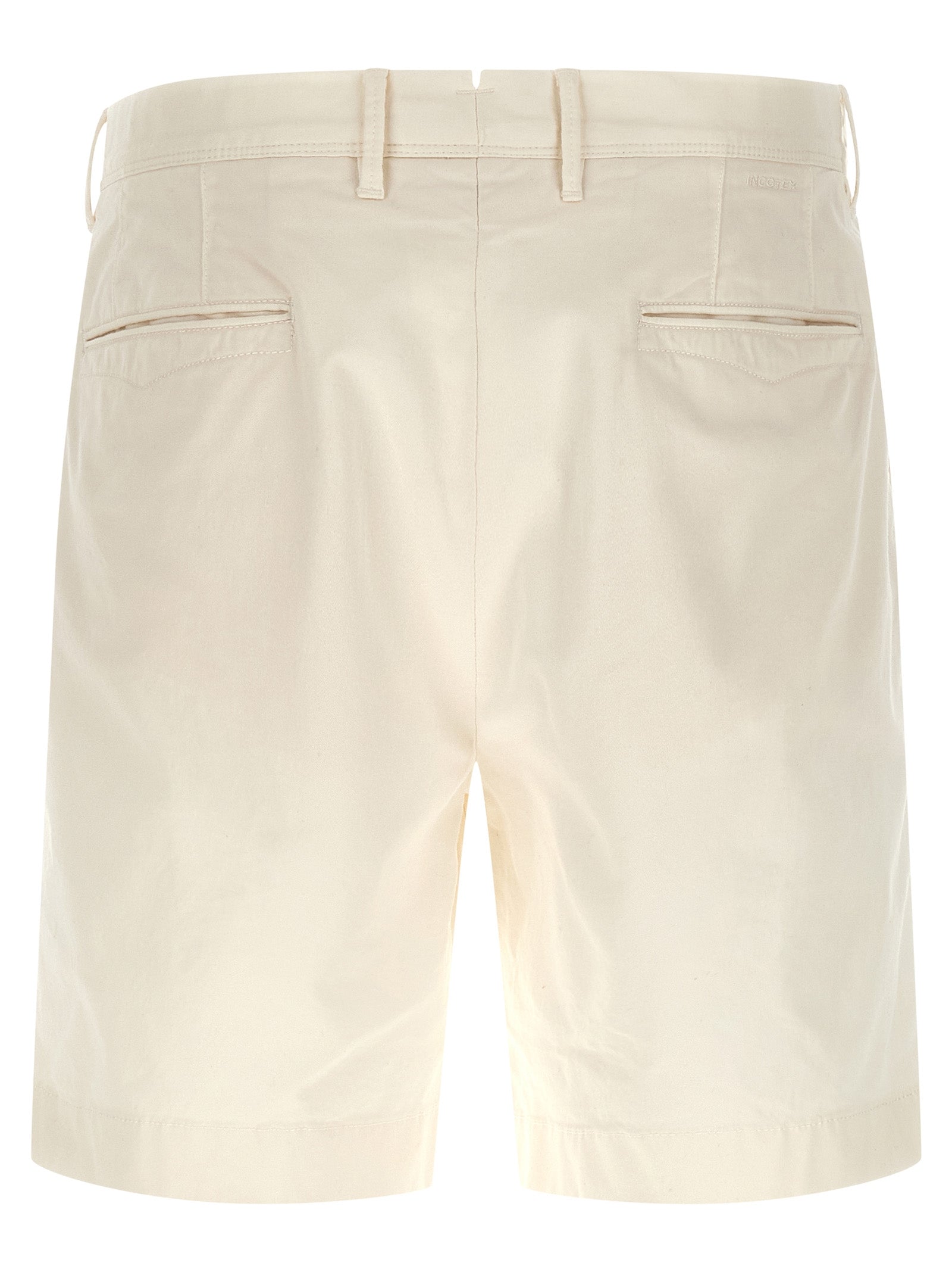 Bermuda Shorts by Incotex for men in stretch cotton white presents a contemporary silhouette, showcasing a contemporary with a refined short and elegant .