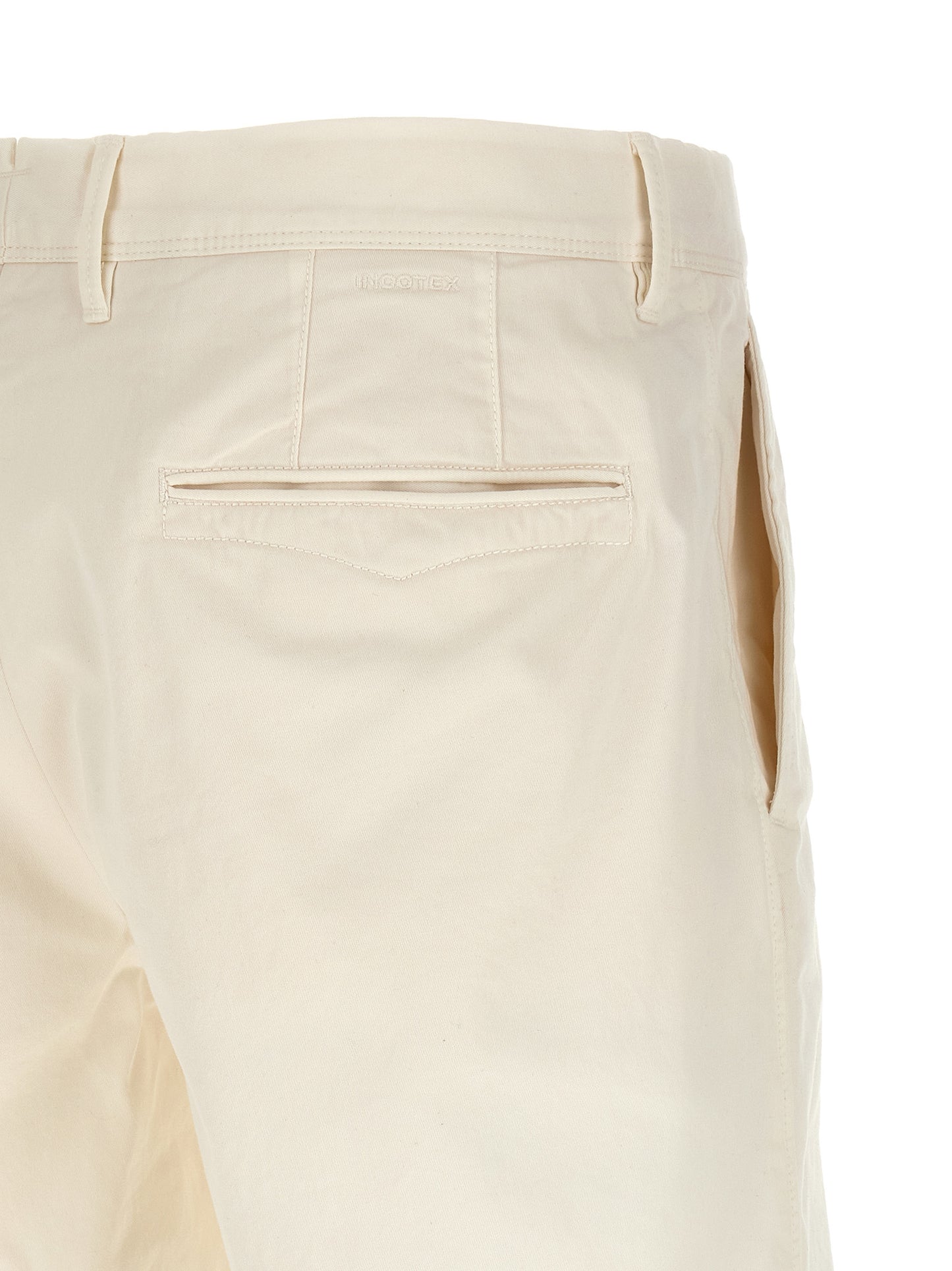 Bermuda Shorts by Incotex for men in stretch cotton white showcases a on trend silhouette, featuring a tailored with a classic short and sophisticated for a on trend finish.