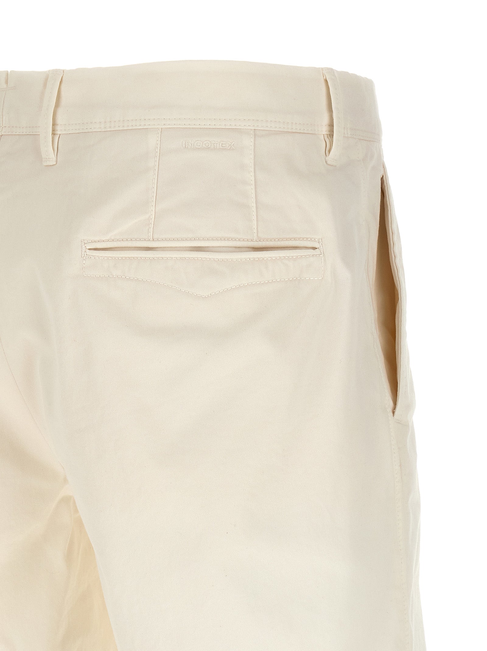 Bermuda Shorts by Incotex for men in stretch cotton white showcases a on trend silhouette, featuring a tailored with a classic short and sophisticated for a on trend finish.
