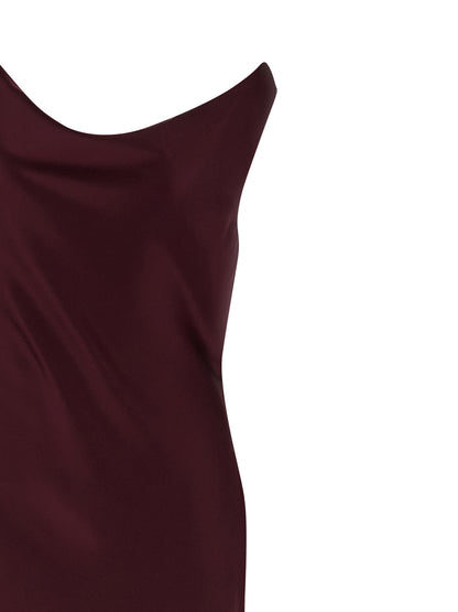 Norma Kamali Women's Mermaid Sleeveless V Neck Polyester Crepe Satin Dress - Bordeaux