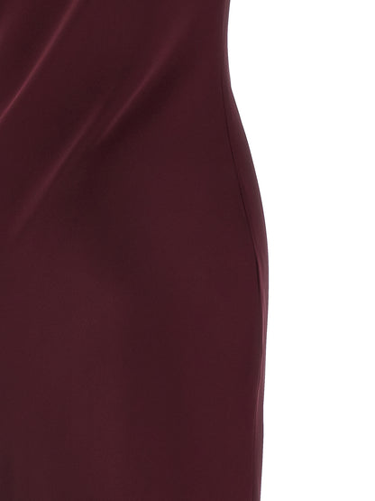 Norma Kamali Women's Mermaid Sleeveless V Neck Polyester Crepe Satin Dress - Bordeaux