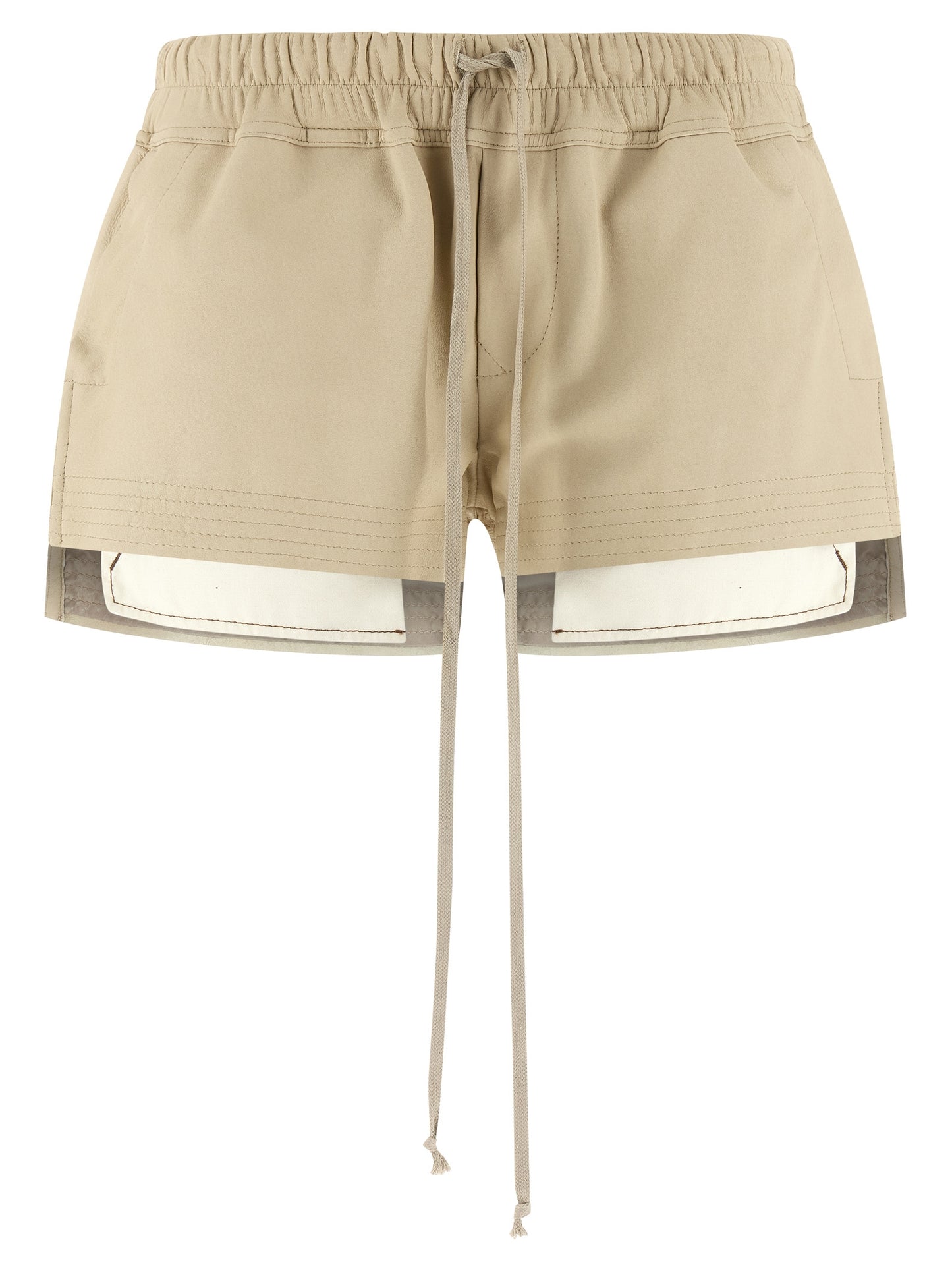 Rick Owens Women's Lamb Leather Bermuda Shorts - Beige