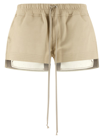 Rick Owens Women's Lamb Leather Bermuda Shorts - Beige