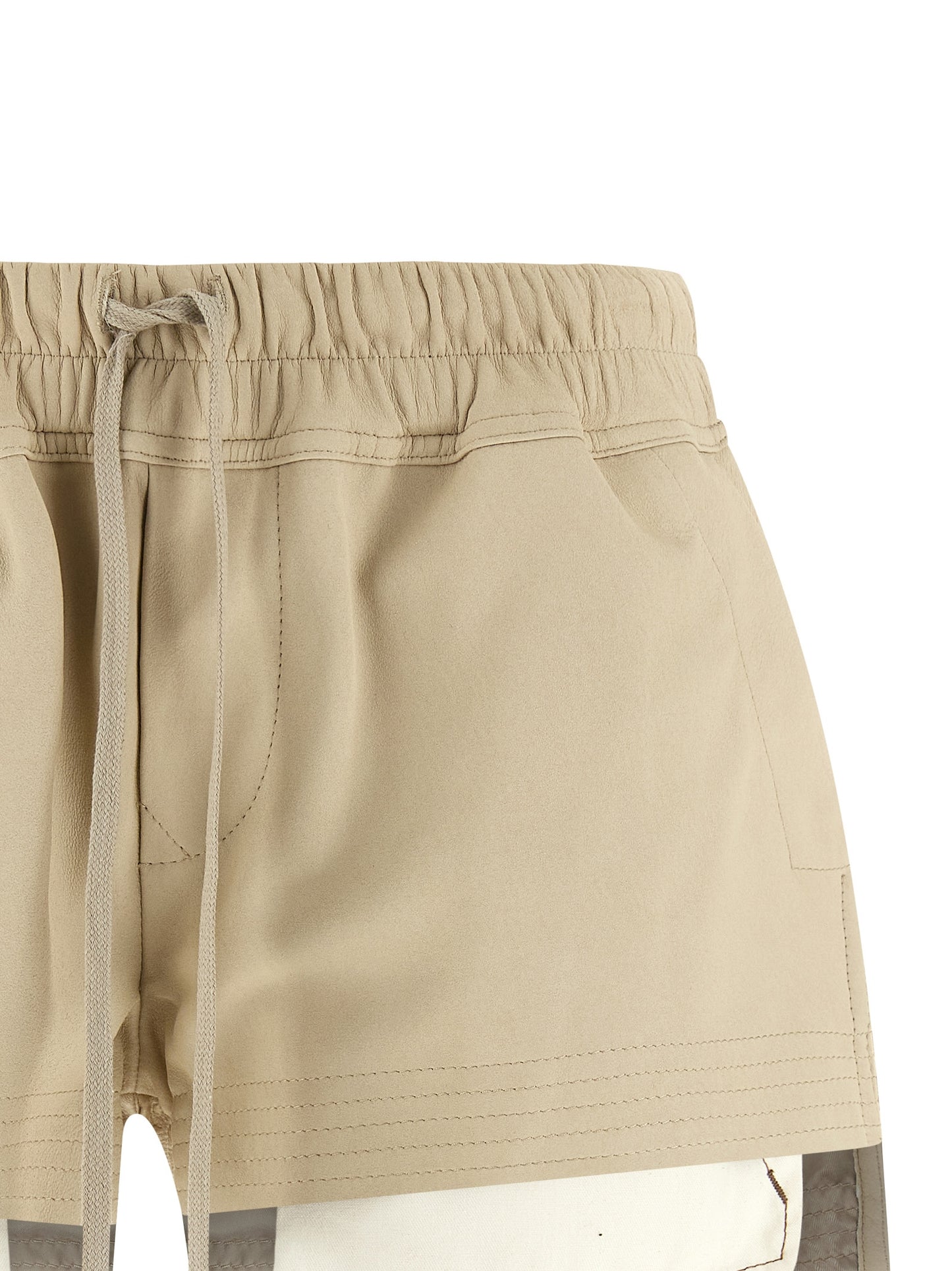 Rick Owens Women's Lamb Leather Bermuda Shorts - Beige
