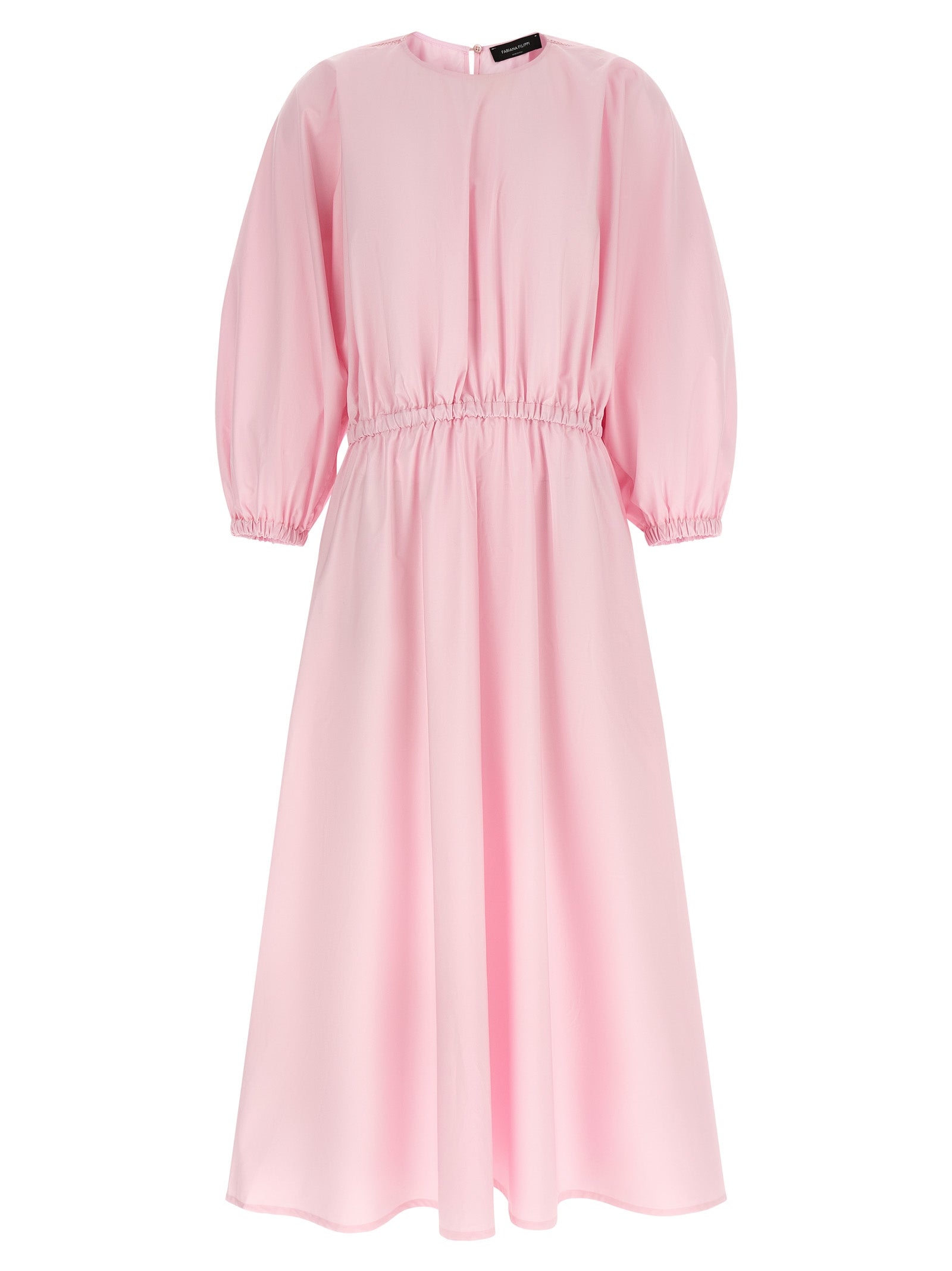 Dress by Fabiana Filippi for women in cotton multicolor & pink features an cute silhouette, detailed with a long-sleeve and round neckline that elegantly flows into a cute long.