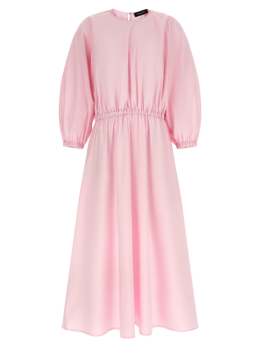 Dress by Fabiana Filippi for women in cotton multicolor & pink features an cute silhouette, detailed with a long-sleeve and round neckline that elegantly flows into a cute long.