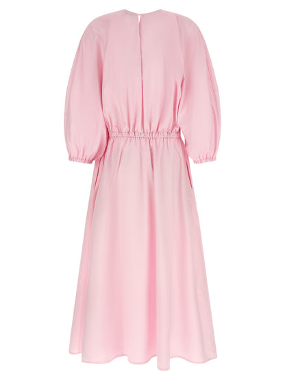 Dress by Fabiana Filippi for women in cotton multicolor & pink features an magnificent silhouette, artfully detailed with a magnificent round neckline and that flows into an magnificent long.
