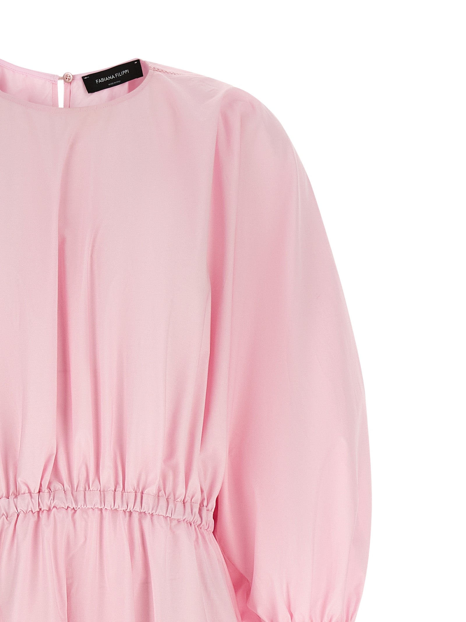 Dress by Fabiana Filippi for women in cotton multicolor & pink presents a sinuous silhouette, showcasing a sophisticated round neckline and detailed with a sinuous long for a refined finish.